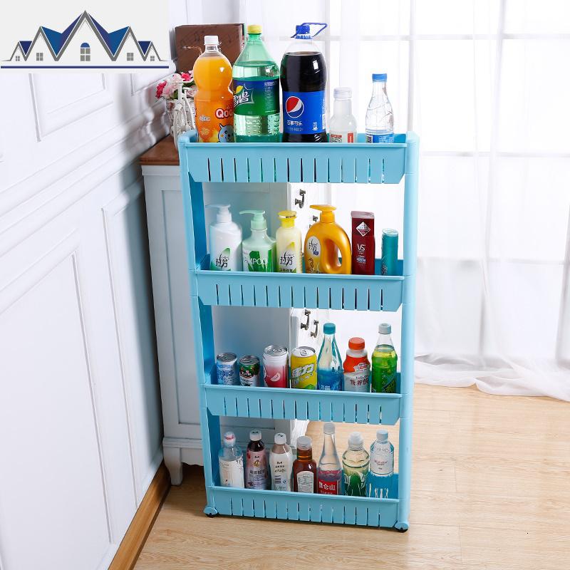 夹缝收纳架厨房边缝卫生间置物架间隙窄冰箱侧面缝隙收纳柜抽屉式 三维工匠 宽12.5置物架款蓝5个