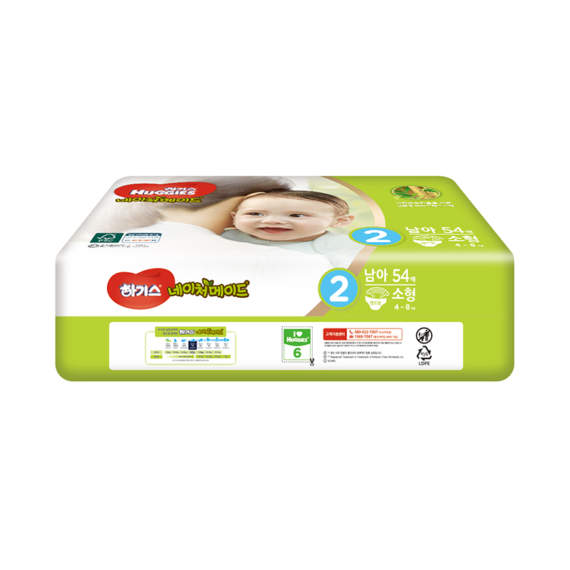好奇(Huggies)天然之选纸尿裤 小号尿不湿 S54片 (4-8kg) 男宝 韩国原装进口