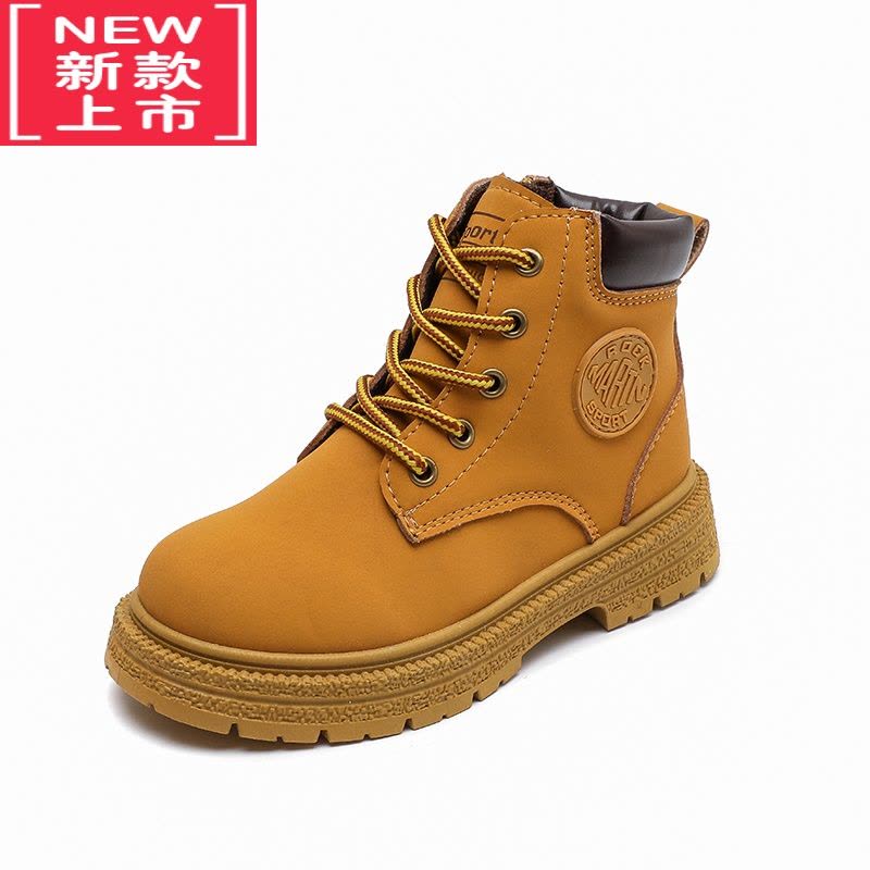 可莉允儿童靴子小黄靴英伦风秋冬新款女童男童厚底马丁靴百搭经典走秀靴图片