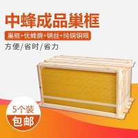 中蜂成品巢框带框巢础杉木蜂巢脾皮框蜜蜂箱养蜂用工具5个10个装 成品巢框5个装