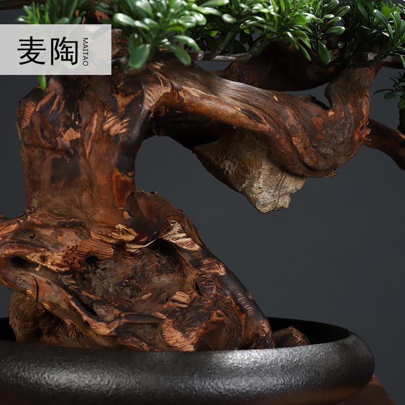 美帮汇玄关装饰品样板间软装摆件仿真新中式迎客松盆景绿植客厅酒店家居高清大图