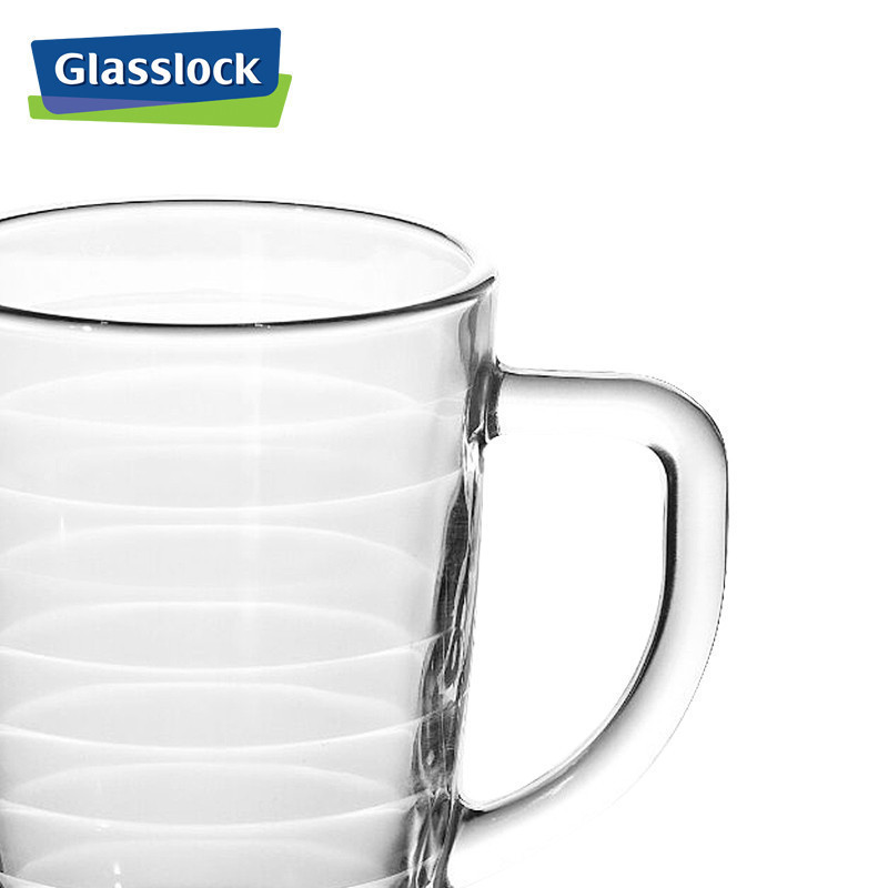 三光云彩(GLASSLOCK)韩国进口钢化玻璃水杯马克杯带把手加厚耐摔透明杯子RM403茶杯牛奶杯耐高温杯子350ml