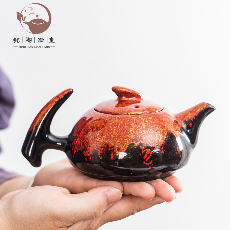铭陶满堂纯手工大漆家用泡茶壶名家连宏达建阳建盏茶壶礼盒装视频