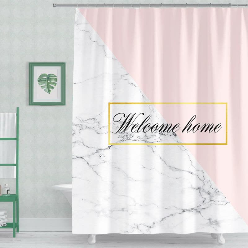 北欧ins浴帘浴室防水布加厚防霉浴室卫生间洗澡间干湿分离隔断帘图片