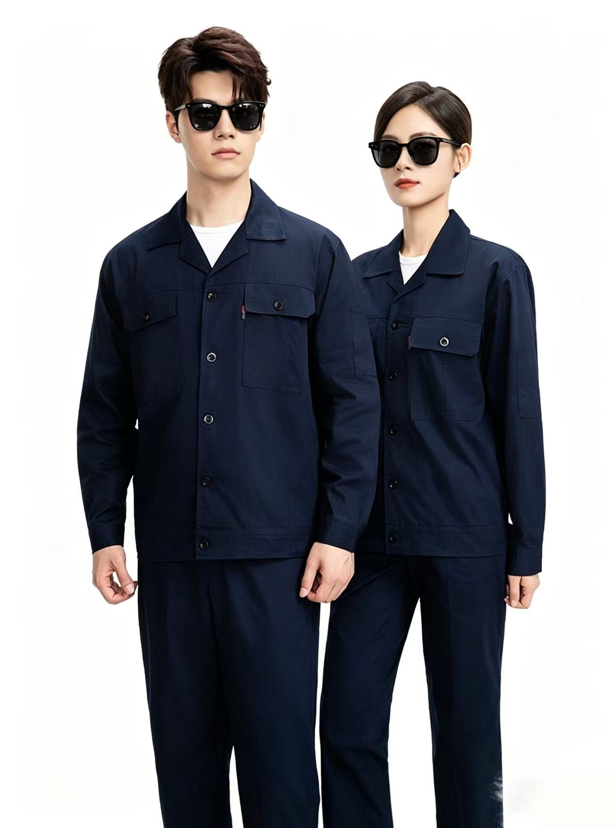 路安保夏季工作服QM20135X纯棉薄款透气多兜工装套
