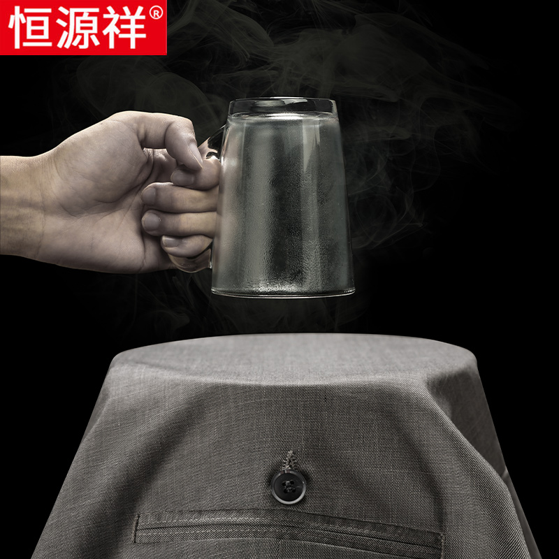 恒源祥亚麻长裤子男士休闲裤2025夏季薄款中老年爸爸商务高端西裤高清大图