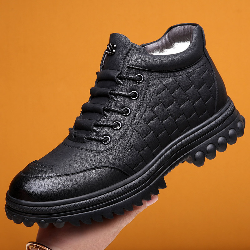 2024新款高帮棉鞋男士冬季真皮休闲鞋加绒防滑老人保暖爸爸拖鞋高清大图