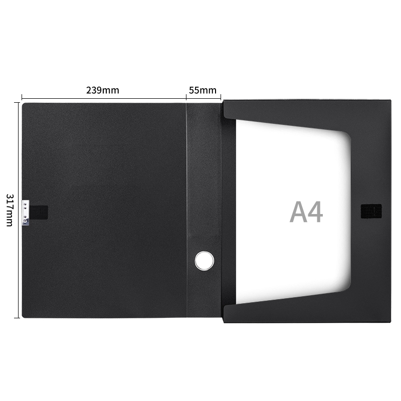 得力 5603 档案盒(黑) A4加厚档案盒 55mm塑料文件盒 资料收纳盒 12只/箱