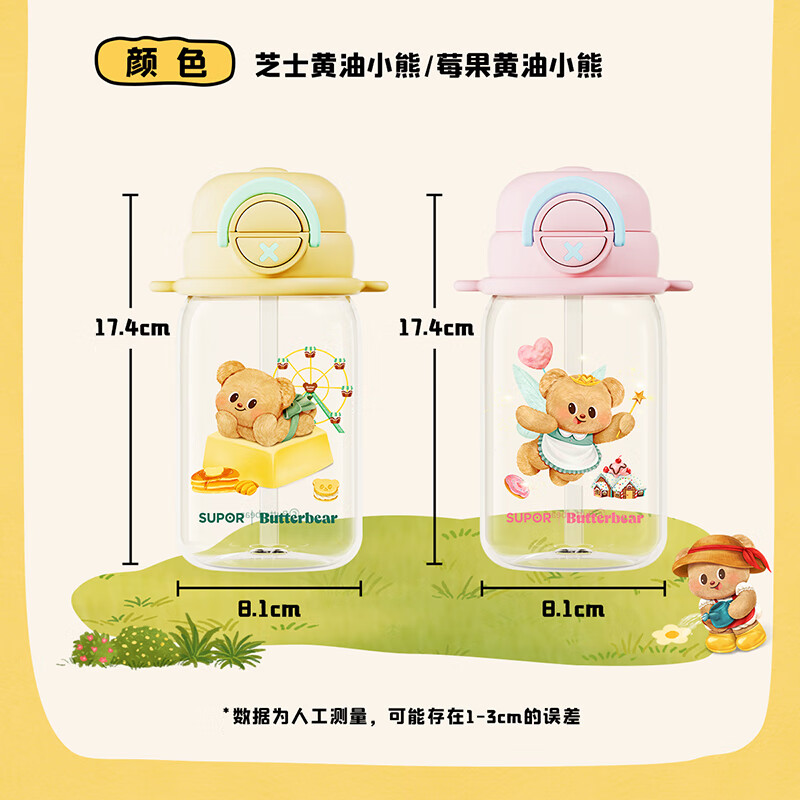 苏泊尔随行双饮塑料杯,芝士黄油小熊/KCP60LM20/KCP60LM23/36/0高清大图