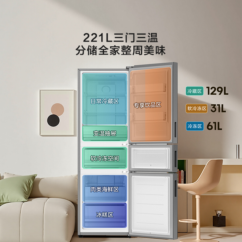 海信冰箱BCD-221S2RNKD凯撒银高清大图