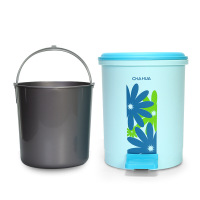 茶花 （CHAHUA）1501大号垃圾桶圆形脚踏带盖卫生桶 9.6L垃圾分类家用卫生间厨房垃圾桶 2个装