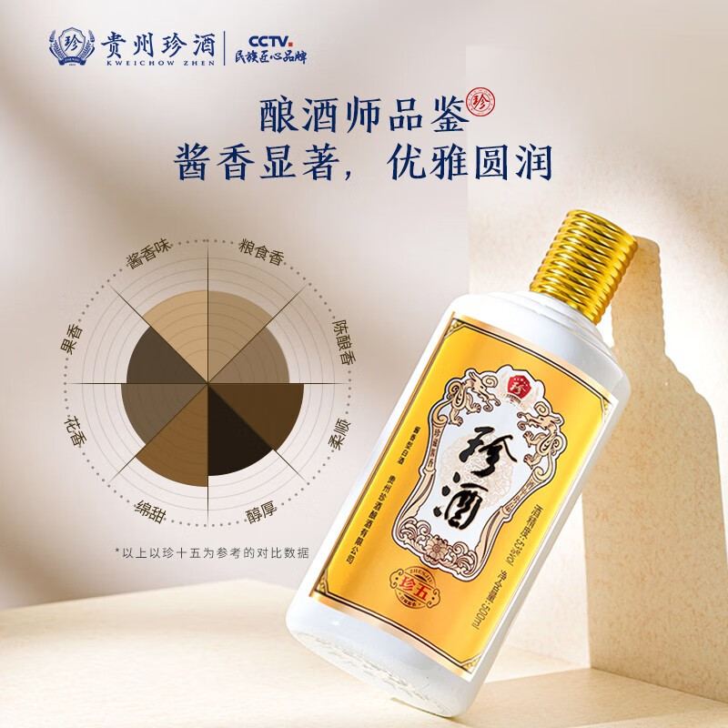 珍酒珍五金版53度酱香型白酒整箱500ml6瓶贵州大曲坤沙窖藏高粱酒