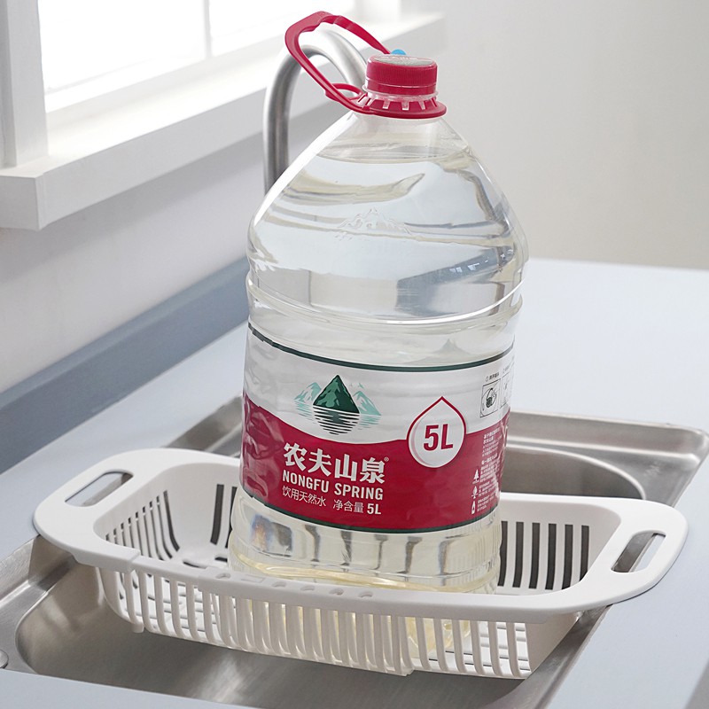 家用厨房洗菜篮子水洗菜盆可伸缩沥水架多功能置物架塑料收纳架收纳层架 三维工匠高清大图