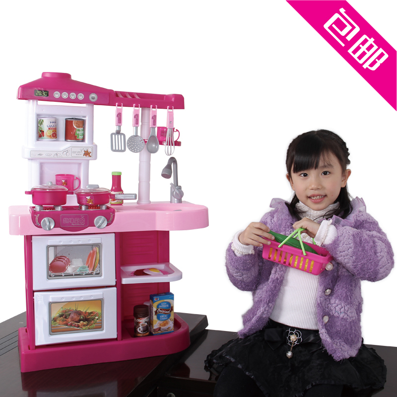 过家家玩具女孩厨房做饭出水仿真厨具套餐男宝宝3-5-6岁煮饭 72cm粉红(豪华版)+蛋糕38件套