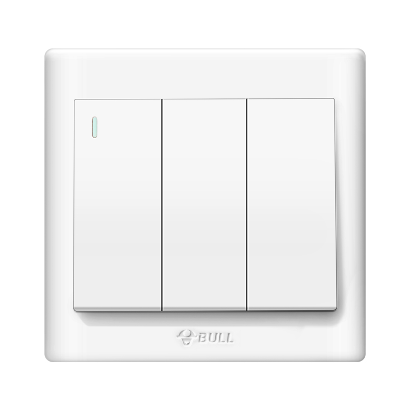 公牛(bull) 开关插座 g32系列 三开单控开关 86型面板g32k311 白色 暗