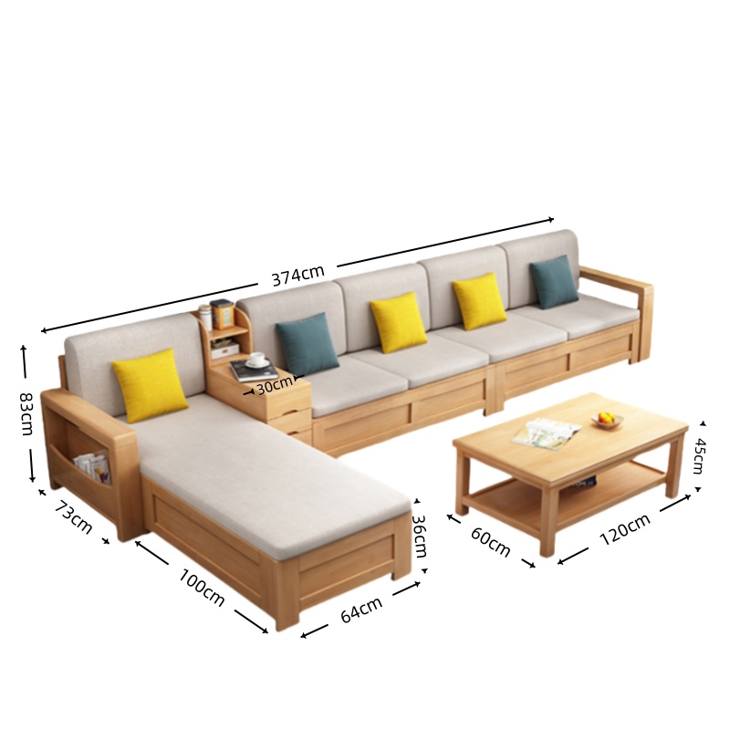智叶舟沙发茶几组合374*173*83cm+茶几套高清大图