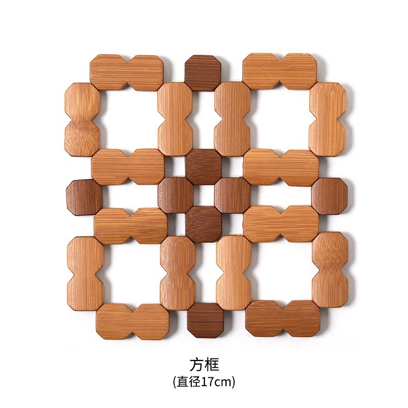 方形[2个装] 楠竹特大号砂锅垫隔热垫防烫餐垫耐热耐高温锅盘碗竹制菜垫子24cm