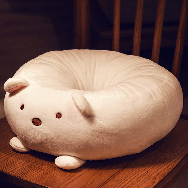 汐岩懒人榻榻米垫子坐垫靠背日式家用地上阳台飘窗垫加厚圆形 白色小熊38cm