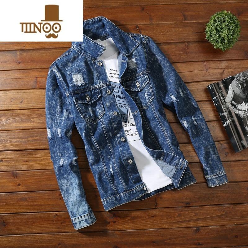 YANXU水洗牛仔夹克男日系ins韩版青少年修身外套潮牌百搭上衣潮图片