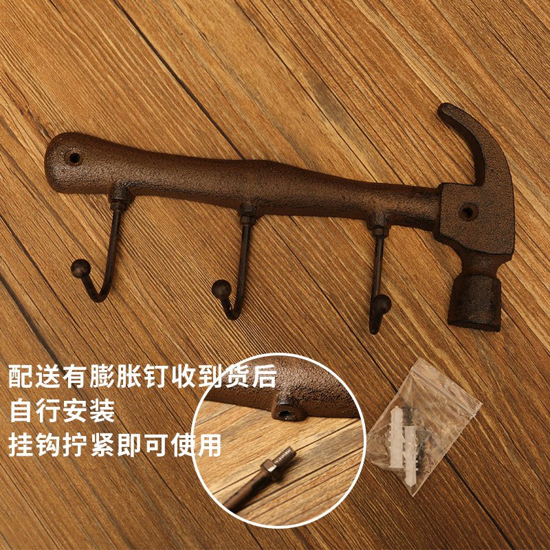 复古工业风挂钩壁饰男装试衣间理发店酒吧网咖墙上墙面上装饰品三维