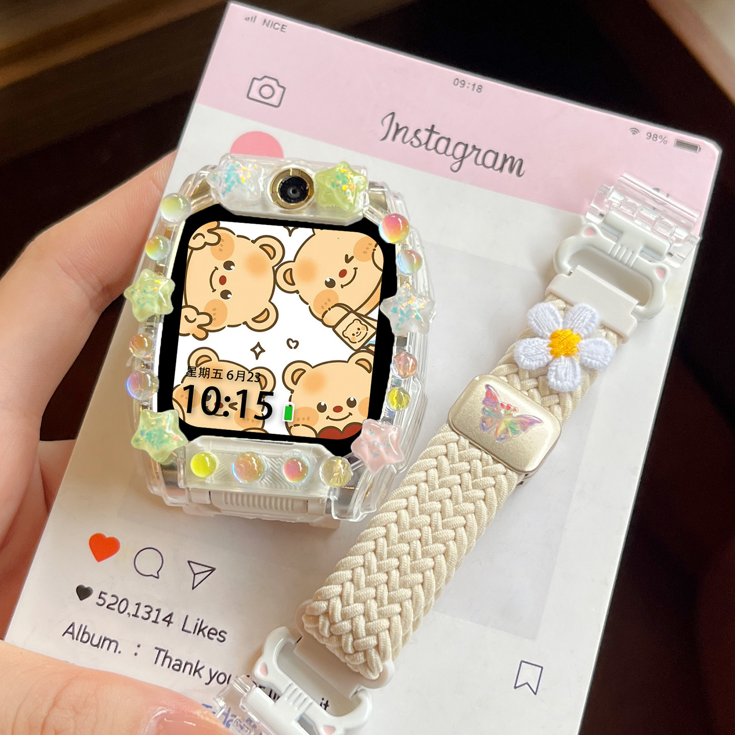 适用小天才电话手表表带Z10/Z9可爱挂脖Z11新款Z8Z7S保护套3139B高清大图