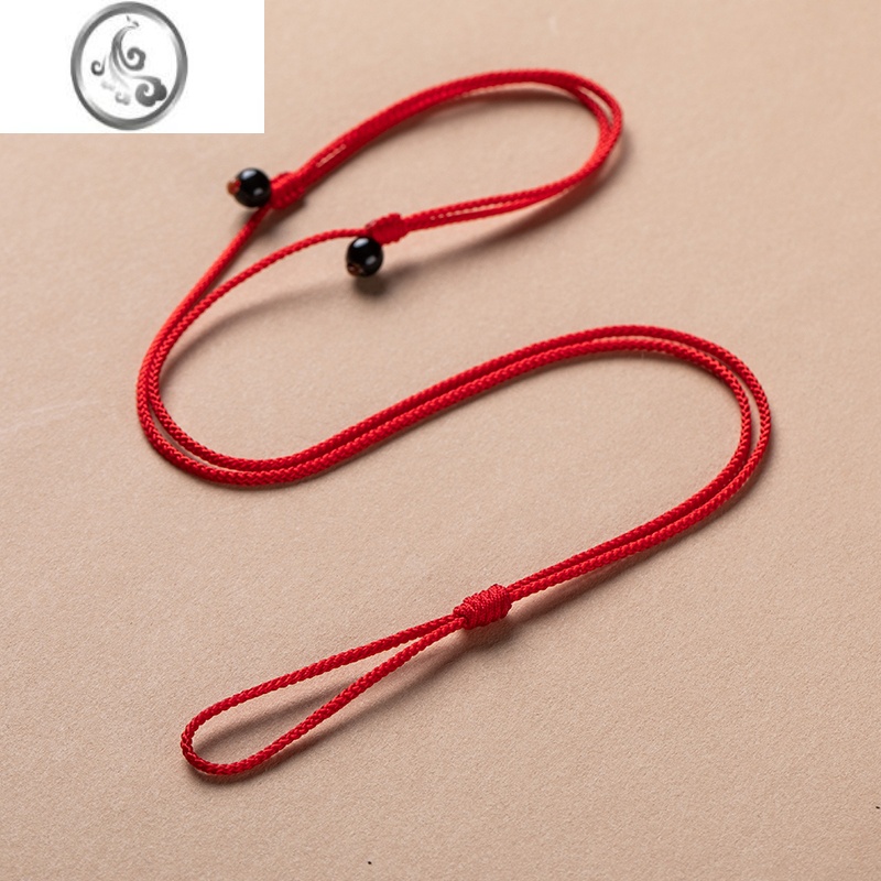 JiMi手工编织吊坠绳戒指平安扣项链绳男女简约玉佩玉坠挂件挂脖绳 红色2mm