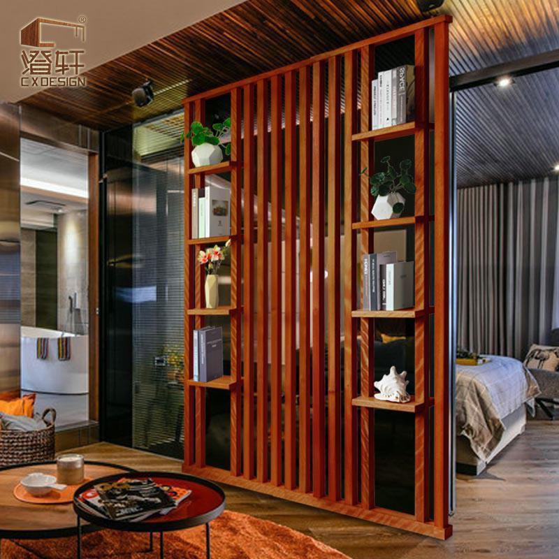 BONJEAN现代简约北欧实木竖条电视机背景墙储物壁柜客厅玄关木隔断高清大图