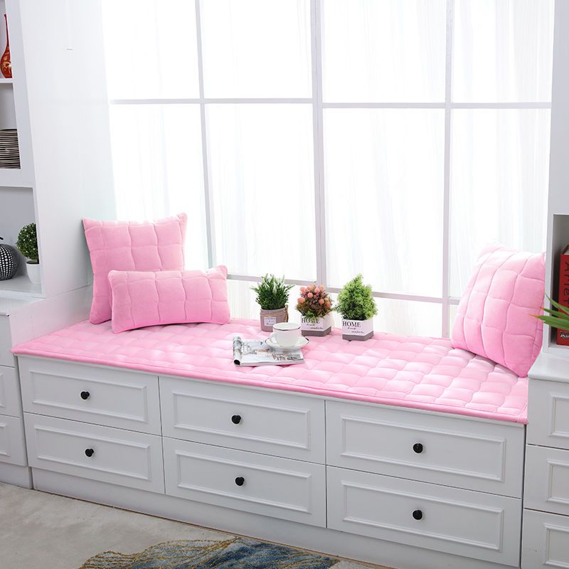 飘窗垫加厚防滑毛绒窗台垫四季通用榻榻米阳台垫坐垫窗台铺垫 粉红色 80*160