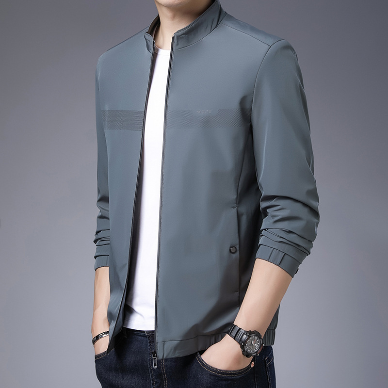 2023春秋新款男士立领夹克外套休闲薄款上衣青年男装潮流外衣