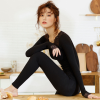 俞兆林女士蕾丝花边保暖内衣打底修身秋衣秋裤女套装秋冬美体性感