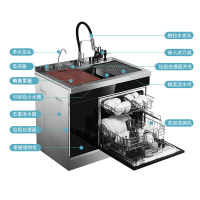 欧诚集成水槽洗碗机 X08升级版 10套一体双层 手工304不锈钢水槽带消毒烘干果蔬清洗刷碗机可搭配集成灶