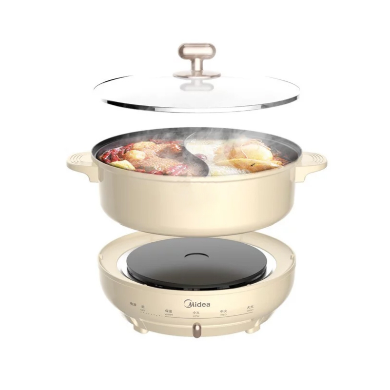 美的dh2602y电火锅电热锅电煮锅鸳鸯分离式保温4l家用不粘锅4l
