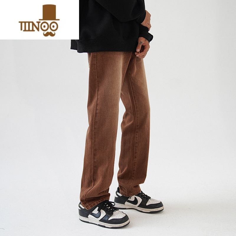 YANXU夏季泥黄水洗牛仔裤男士薄款美式vibe高街潮牌夏天男生休闲长裤子高清大图