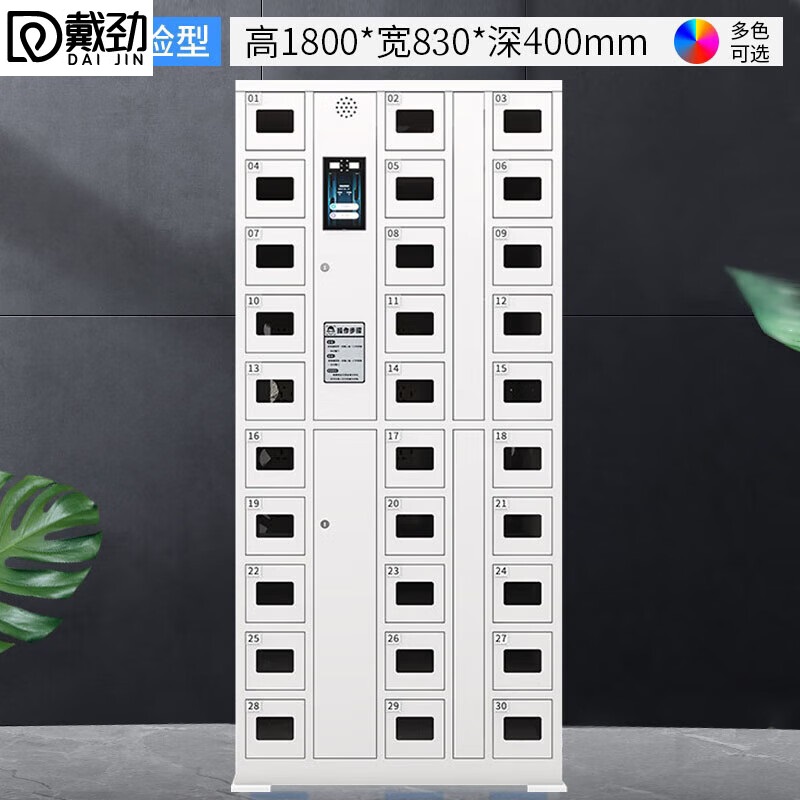 戴劲手机充电柜智能人脸识别手机柜寄存柜电子设备管理柜存包柜 30门手机充电柜