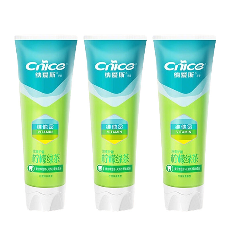 纳爱斯牙膏清新凉润舒缓柠檬绿茶味165g*3(包装随机)