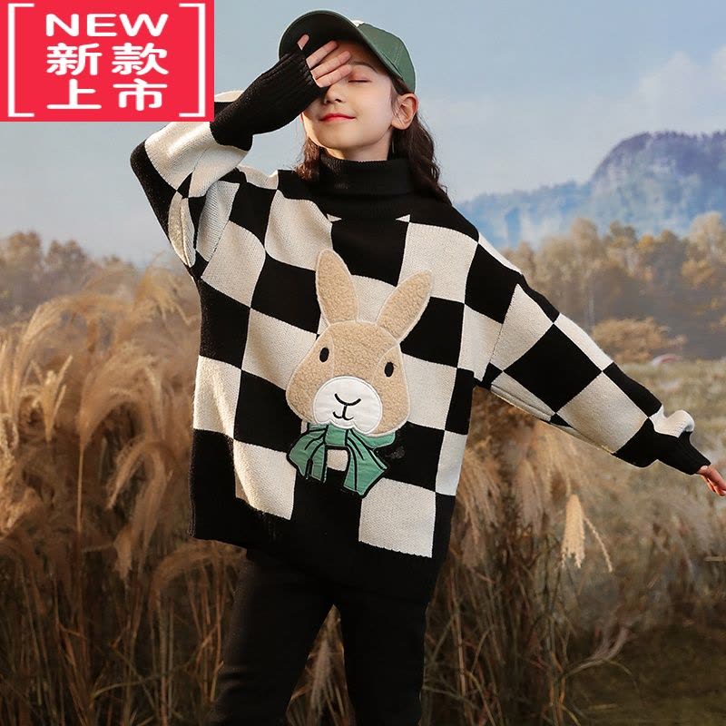 可莉允童装女童儿童毛衣长袖2022秋装新款套头韩版灯笼袖针织衫潮图片