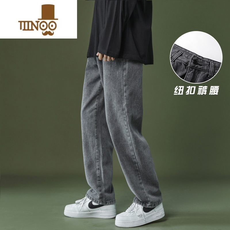 YANXU夏季薄款牛仔裤男士夏天潮牌宽松直筒休闲男生阔腿长裤男裤子男款高清大图