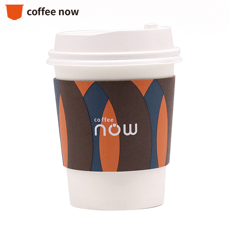 Now咖啡一次性加厚隔热咖啡纸杯 奶茶纸杯牛奶纸杯带盖带杯套370ml