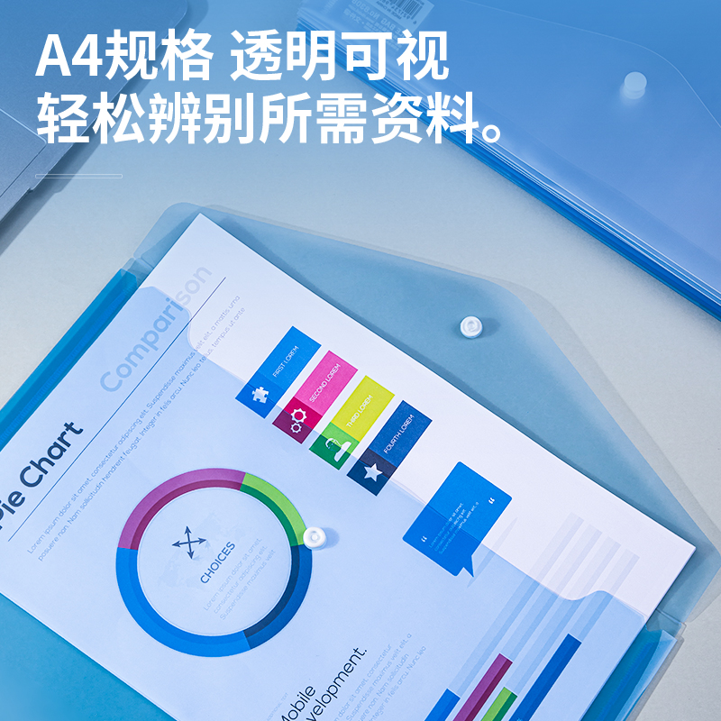 得力deli10只A4透明文件袋防撕防水多隔层设计轻便耐用资料袋8308高清大图