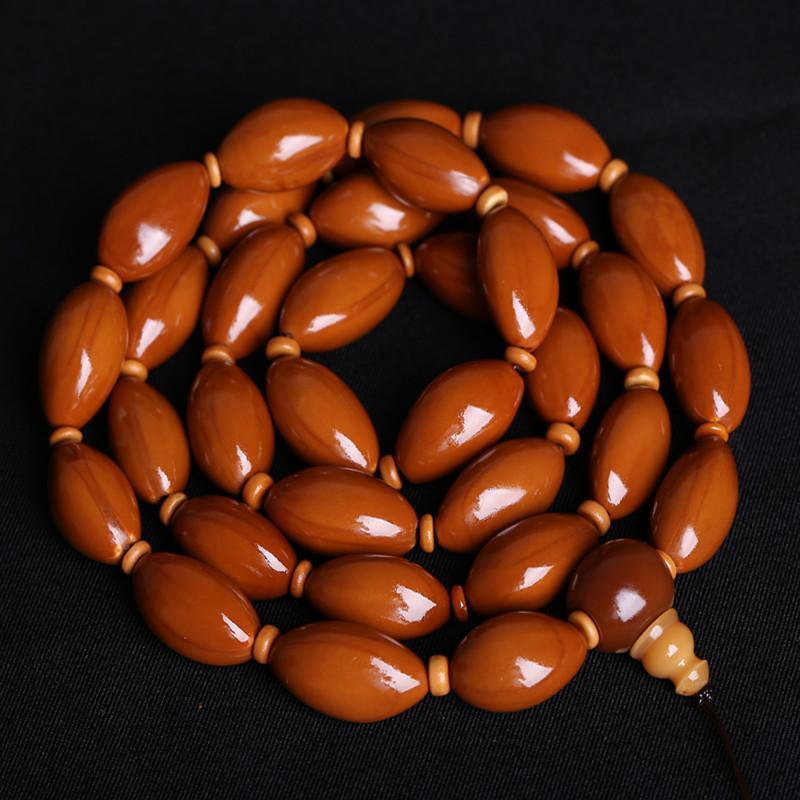 橄榄核光珠素珠 橄榄核老油核素核机刷半包浆 老油核原料光珠长串送女朋友七夕情人节礼物