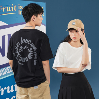 唐狮夏季新款情侣装短袖T恤男女后背印花设计感半袖衫
