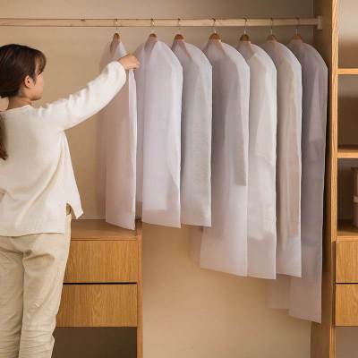 PEVA底部开口款 3个装60*80cm(中号) 挂衣架挡灰罩子衣罩家用衣服防尘罩挂式大衣挂衣袋透明防尘套西装