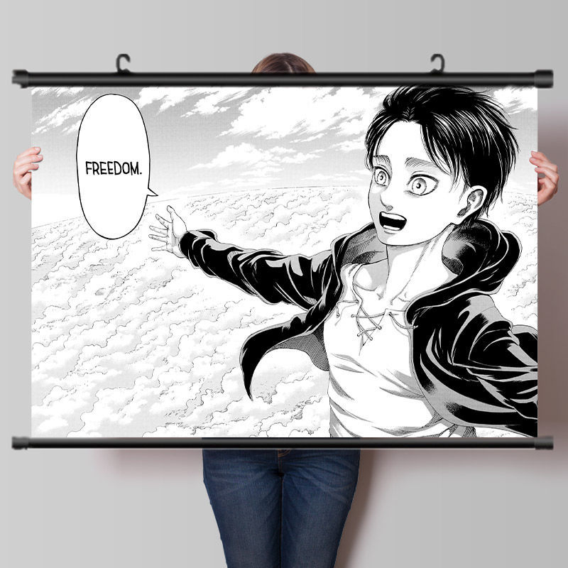 款式1 20*30厘米背胶粘贴海报 进击的巨人/动漫海报/艾伦/自由啊/宿舍