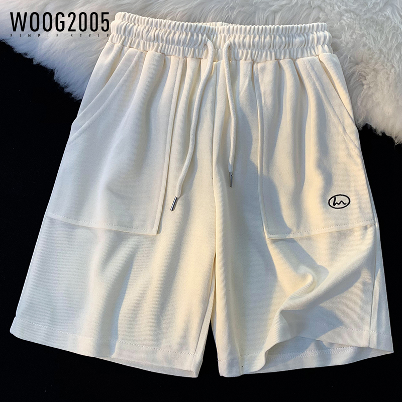 WOOG2005夏季透气短裤男休闲潮流松紧腰情侣五分裤宽松直筒运动裤·