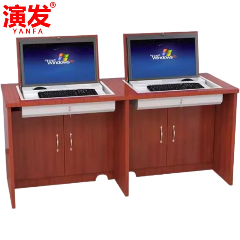 演发 翻转电脑桌单人位/张高清大图