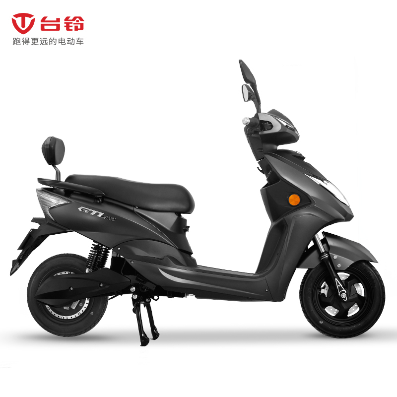 台铃电动车炫迈电动车60v成人电动踏板车前碟刹电瓶车复古黑哑光面60v