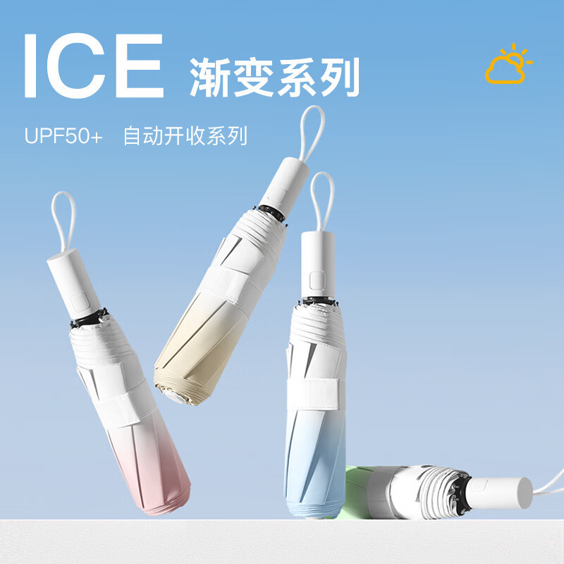 美度(MAYDU)全自动三折雨伞遮阳伞女防晒防紫外线晴雨伞男女通用太阳伞M3037仲夏粉高清大图