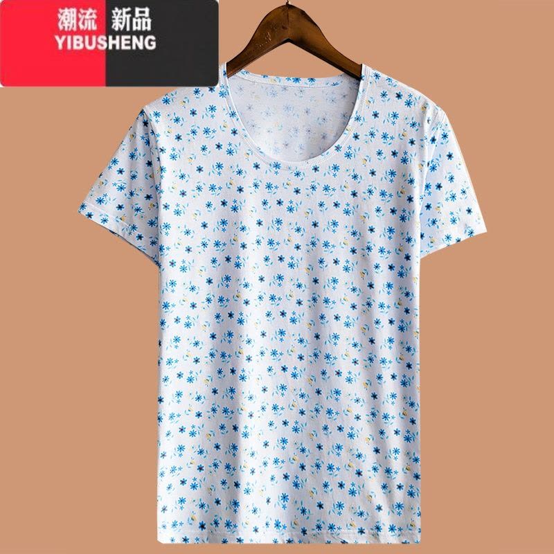 YIBUSHENG中老年人短袖女士宽松大码加肥T恤 季薄款妈妈汗衫上衣图片