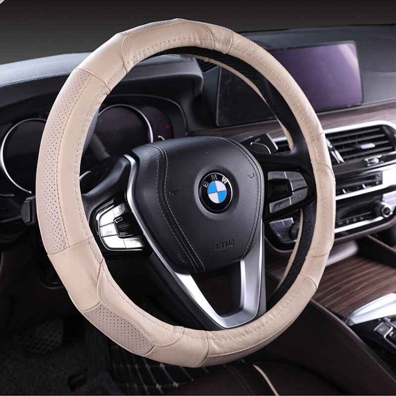 汽车方向盘套真皮方向盘套四季通用型汽车把套皮套牛皮方向套