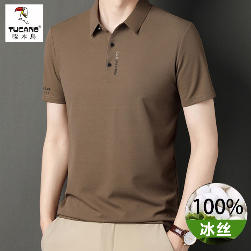 啄木鸟男士长袖t恤polo衫秋冬季休闲轻商务打底衫时尚翻领正装高清大图